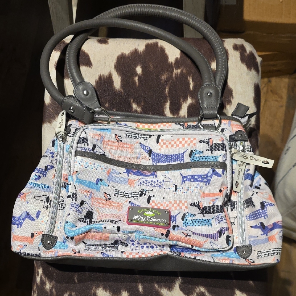 Lily Bloom Colorful Dog Print Shoulder Bag